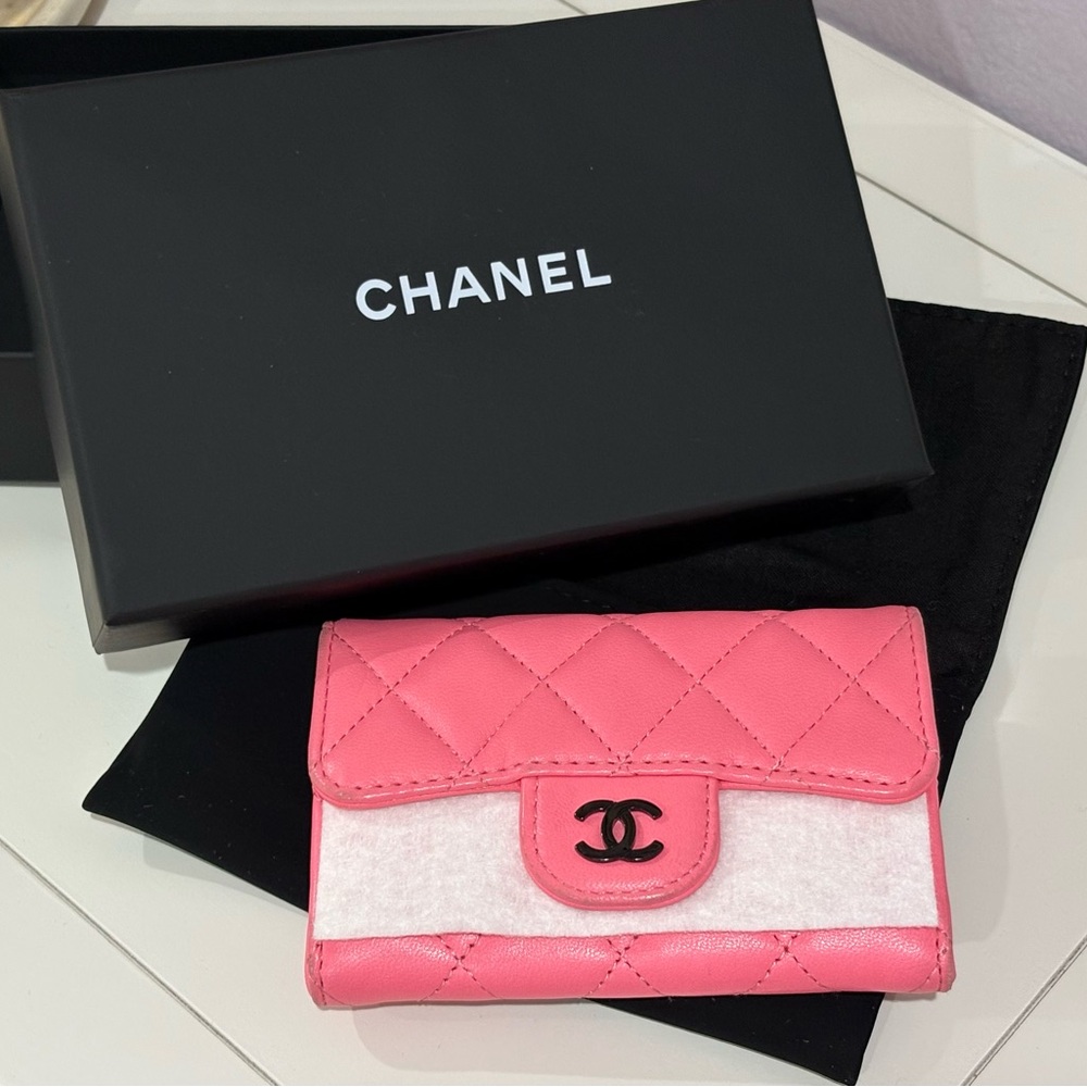 Authentic Chanel Quilted Flap Card Holder with Original Dust Bag and Box!